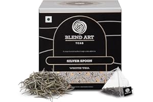 Blendart Silver Needle White Tea 15 Pyramid Tea Bags Premium Silver Needle White Tea Loose Leaf - Rich in Antioxidants Natural Premium White Tea Bags