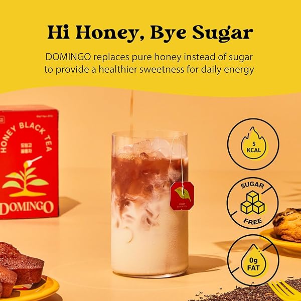OH DOMINGO HONEY BLACK TEA, INDIVIDUALLY WRAPPED TEA BAGS, 20 COUNT, LOW CAFFEINE, SWEETENED WITH HONEY, RICH AND AROMATIC BLEND