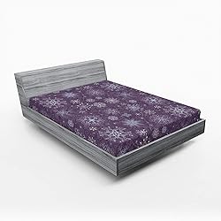 Ambesonne Eggplant Fitted Sheet, Christmas Inspired