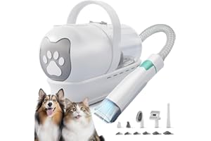 8VR Dog Grooming Kit, Pet Grooming Vacuum with Pet Clipper Nail Grinder, Dog Hair Vacuum with 6 Pet Grooming Tools for Dogs Cats Shedding Grooming