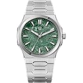 watchdives WD0016D Natural Stone Original Design - 39mm VH31 Sweep Quartz Watch for Men, Sapphire Crystal Screw Pins Solid Stainless Steel Bracelet