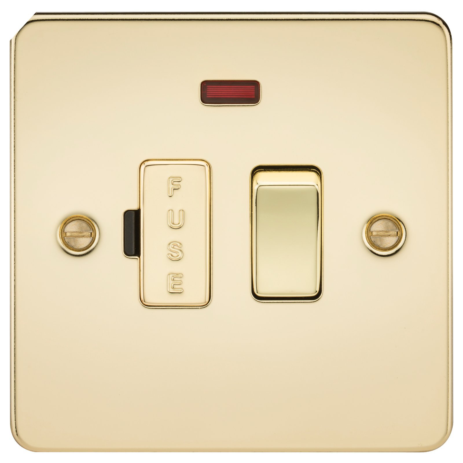 Knightsbridge FP6300NPB FPAV6300NPB Flat Plate 13A Switched Fused Spur Unit with Neon-Polished Brass