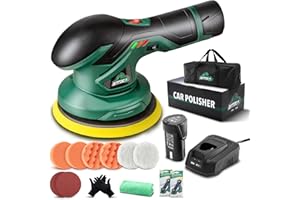 BATOCA Cordless Polisher for Car Detailing with 1pc 12V Lithium Rechargeable Battery Brushless Polisher with Variable Speed, 