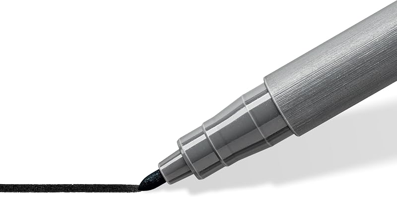 STAEDTLER Pigment Brush intense Black set - escova de pigmento, pincel pigmento macio, caligrafia e caneta de pigmento, cor preta intensa, resistente à água, 4 marcadores de arte de pigmento em blister, 37 BK4-1