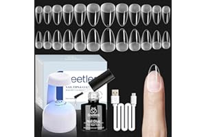 BEETLES GEL POLISH Beetles Gel Nail Extension Kit Almond Shape, Easy 9 in 1 Glue Uv Led Set Etch X Nail Tips Short Almond Half Matte Tips, Gift for Women & Girls, 504 pcs
