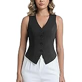 CEITAJUI Women's Suit Vest V-Neck Button Vest Tops Sleeveless Fully Lined Slim Fit Casual Dressy Waistcoat