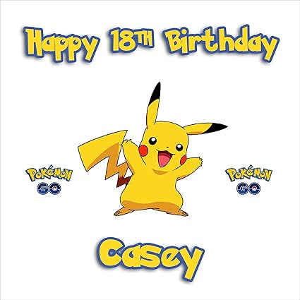 Pokemon Go Pikachu Personnalise De Gateau Glacage Comestible Carre 5 Amazon Fr Cuisine Maison