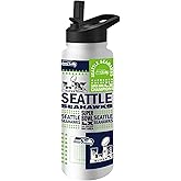 FANMATS Seattle Seahawks Super Bowl 60 Champions 34 oz Quencher Water Bottle – Built-In Straw, Official Super Bowl 60 Champs Logo