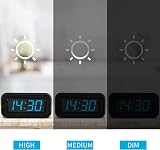 KWANWA Battery Operated Digital Alarm Clock 1.2'' LED 12/24h Brightness Blue view 3