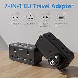 Mscien UK to EU Plug Adapter with 3 USB, 7-in-1 Travel Charger Black view 2
