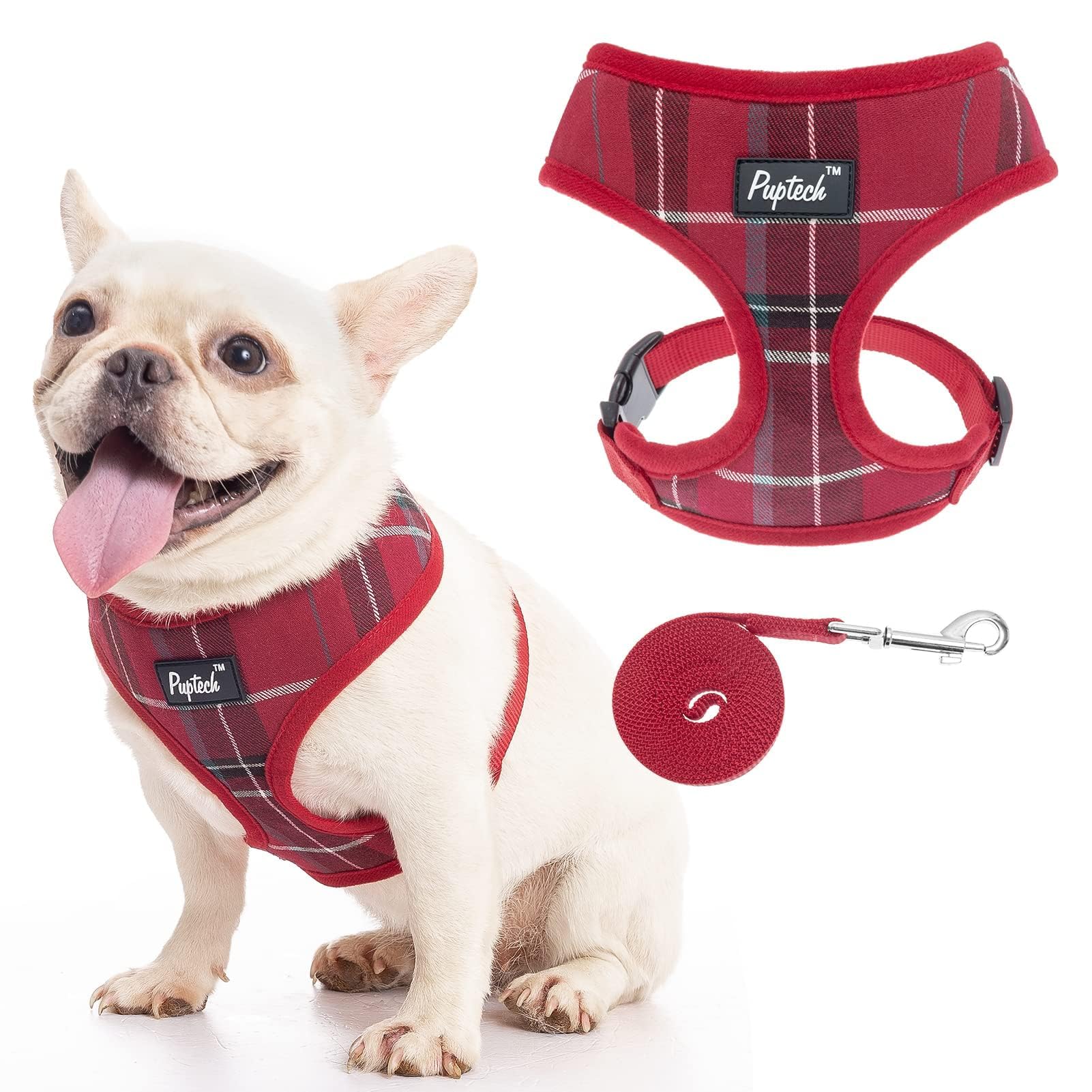 PUPTECK Dog Harness Small Dog Soft Mesh Pet Puppy Cat Comfort Padded Vest No Pull Harnesses and Leash Set