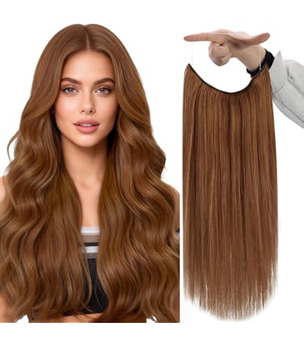 Amazon.com : Fshine Invisible Wire Hair Extensions Real  display picture 3