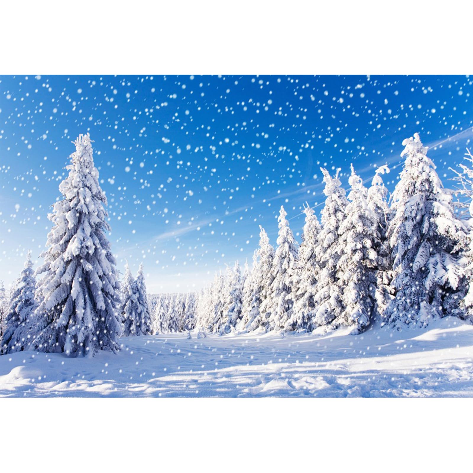 YongFoto 10x8ft Christmas Backdrops for Photography Snow Covered Landscape Snowflakes Pine Trees Winter Wonderland New Year Photo Background for Party Newborn Kids Portrait Photo Studio Props Vinyl