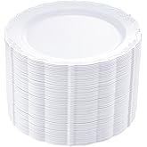 DaYammi 60PCS White Plastic Plates, Heavy Duty White Disposable Plates Premium 10inch Dinner Plates Hard Plastic Plates Disposable for Party Wedding Bridal Shower