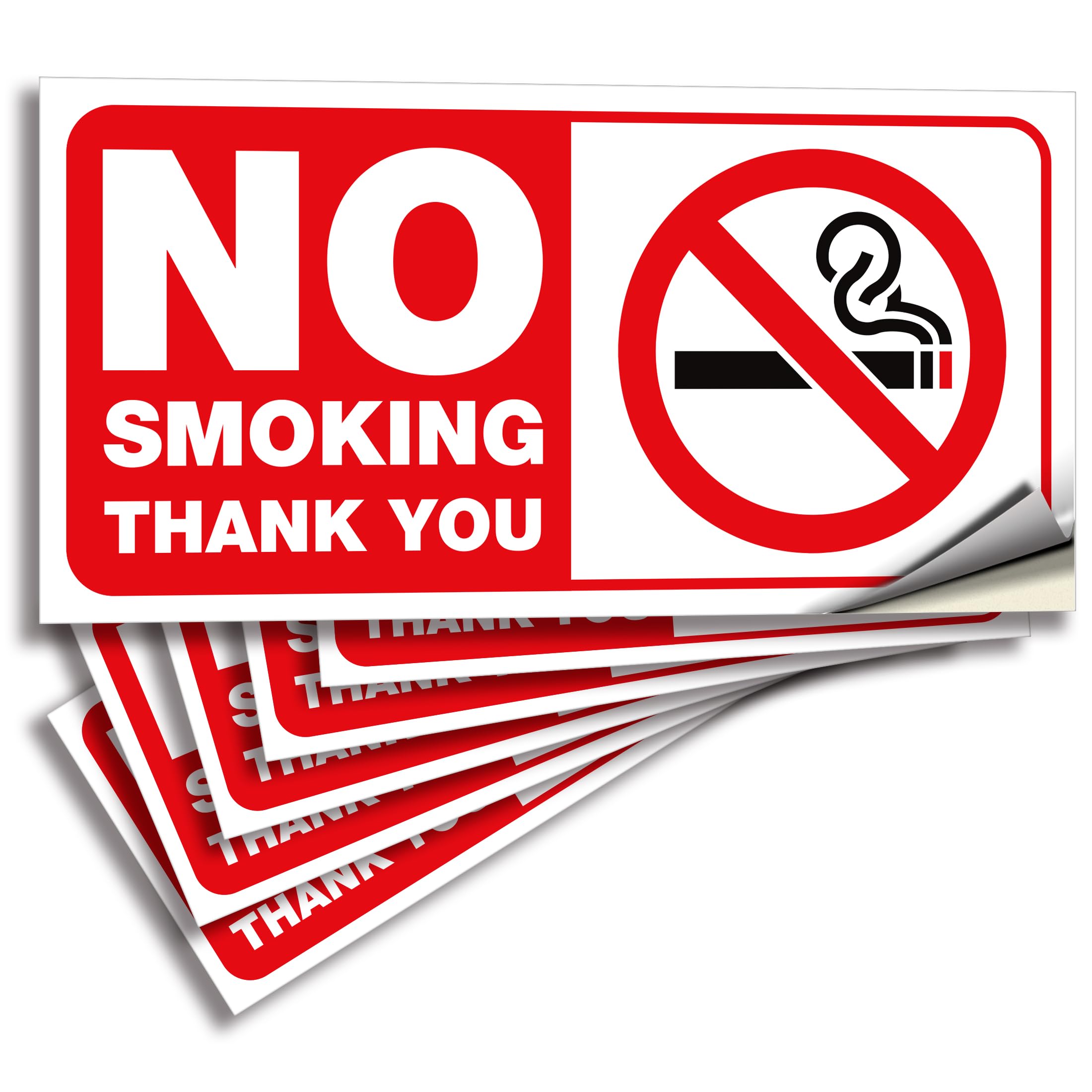 Photo 1 of iSYFIX No Smoking Thank You Sign Sticker for House, Home & Business - 6 Pack 4x2 inch - Premium Self-Adhesive Vinyl, Laminated for Ultimate UV, Weather, Scratch and Fade Resistance, Indoor & Outdoor