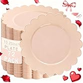 SUT 72-Count Pink Plastic Plates Disposable 10.25 Inch - Scalloped Edge Dinner Plates for Valentine’s Day, Parties, Birthdays, Weddings | Lightweight & Durable Disposable Dinnerware (72 Pack)