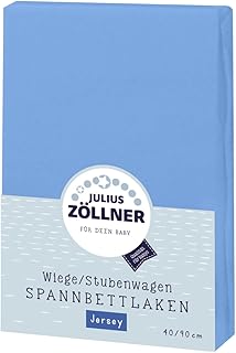 Julius Zöllner 8330013300 Jersey Spannbetttuch für Wiegen 90x40 und Stubenwagen, Farbe: blau