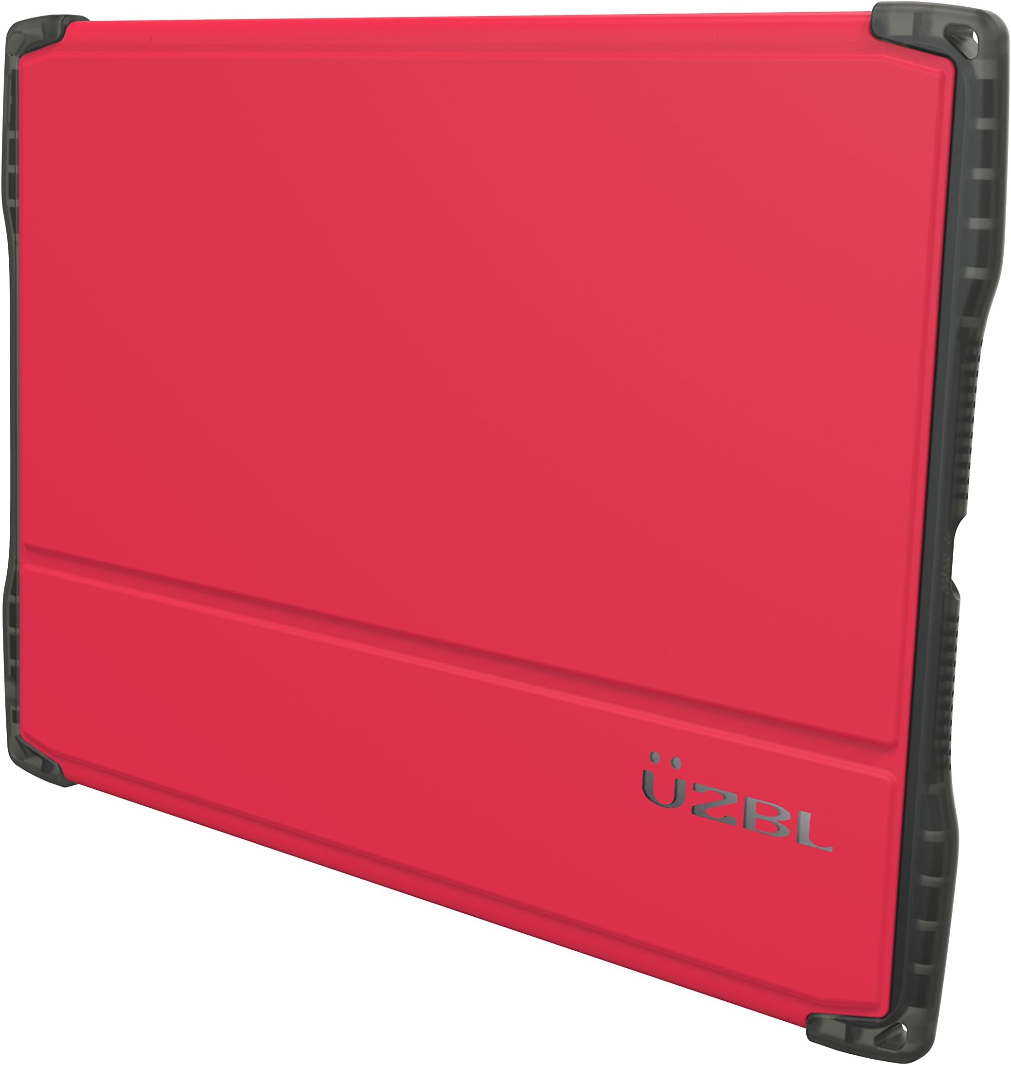 UZBL Rugged Folio Style Case for iPad AIR with Clear Back & Cover with Sleep/Awake (Red)