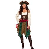 Morph Pirate Costume Women, Boho Pirate Dress, Women Halloween Costume | Womens Pirate Costume Includes Pirate Dress With Hat, Bandana, Belt and Over-skirt, Perfect for Halloween Costumes For Women