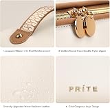 Prite Large Capacity Makeup Bag Portable Travel Cosmetic Bag Waterproof Beige L view 5