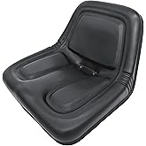 Keystone Seats Steel Pan Lawn Mower, Tractor &amp; Equipment Seat &ndash; 1 YEAR WARRANTY &ndash; Mid-Back Black Vinyl, Drain Holes &ndash; Fits Cub Cadet, Craftsman, Husqvarna, Toro, MTD, Snapper, Murray, Bad Boy