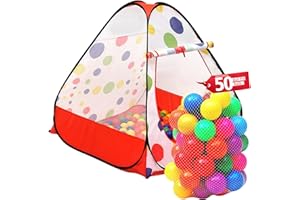 KIDDEY Kids Ball Pit Pop up Play Tent, Playhouse Tent for Boys Girls Babies and Toddlers, Indoor Outdoor Toy Perfect Kid’s Gifts, 50 Ball Pit Balls Included