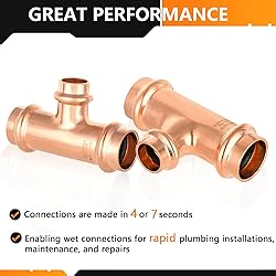 HeSun 10-Pack Copper Press Tee, 3/4" x 3/4" x