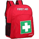 YIQFTON First Aid Backpack Empty, Red Waterproof Emergency Backpack, Portable Large Capacity Empty Medical First Aid Bag for Car Home Office Outdoor Travel Hiking Camping (Red2)