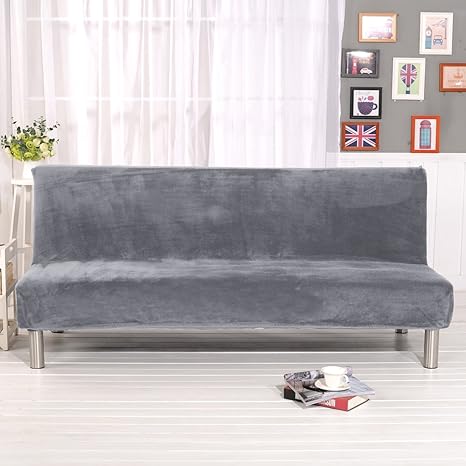 Dicke Sofabettschutzhülle unifarben Sofa-Schonbezug Stretch Elastischer Stoff Sofa-Bett inkl. Strechhusse armlos Schutzhülle 