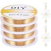 Cheriswelry 65.62 Feet 28 Gauge 14K Gold Filled Wire Copper Wire Bendable Metal Craft Wire Flexible Soft Jewelry Beading Wire 0.3mm for Necklace Earring Bracelet Making Wrapping Supplies