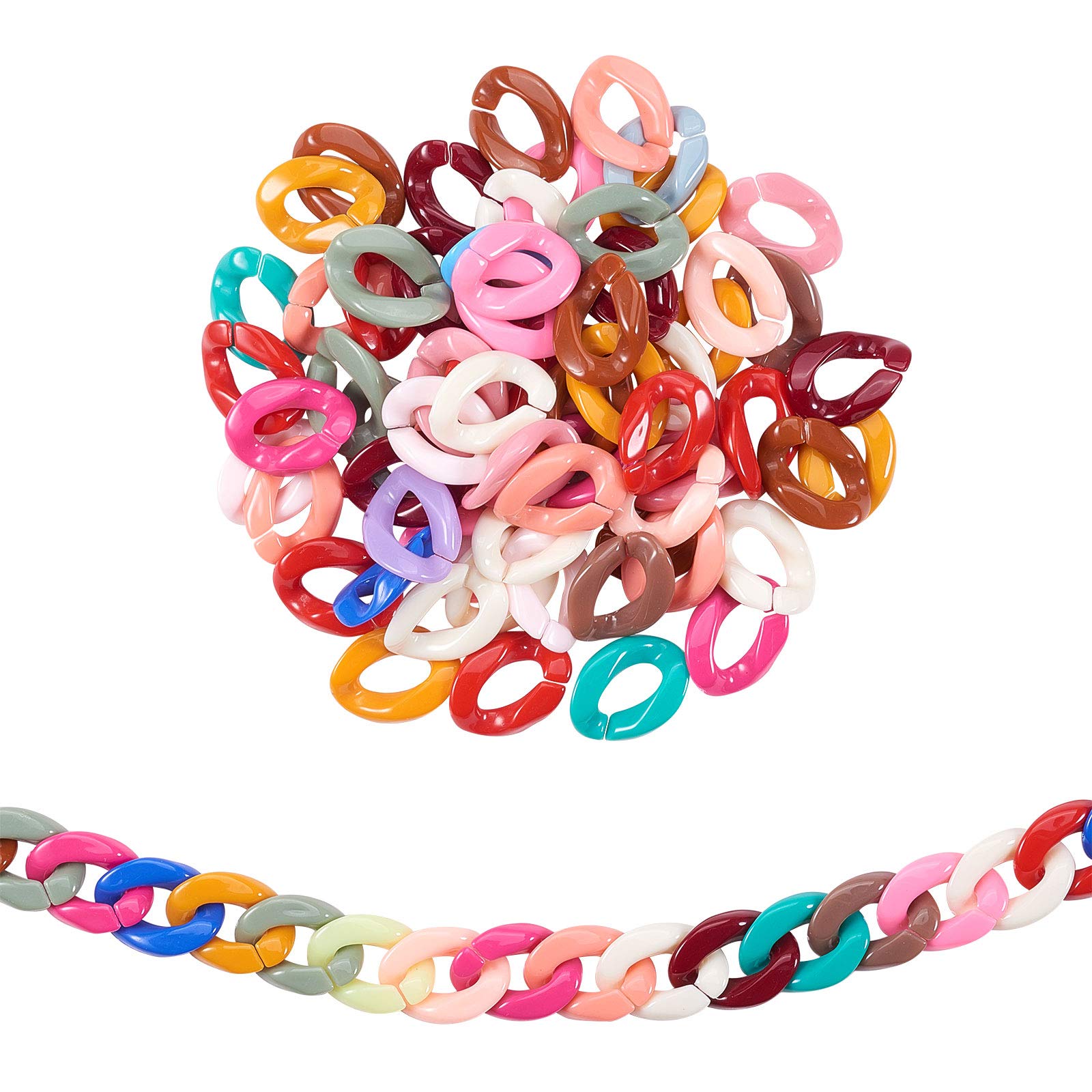 Airssory 200 Pcs Acrylic Plastic Linking Chain Rings Quick Link Connectors Curb Chains Making Twist for DIY Craft Handbag Shoulder Bag Sunglasses Holder Strap - 22mm