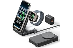 3 in 1 Magnetic Charging Station, 15W Fast Wireless Charger Compatible with MagSafe Charger Stand for iPhone 17 16 15 14 13 1