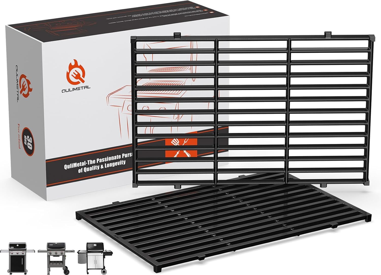 17.5" Grill Grates for Weber Spirit E310, Grill Parts for Weber Spirit 300 and GS4 Spirit II 300 Series, Spirit II E310, Genesis Silver/Gold B & C,Genesis 1000, Porcelain Enameled Cast Iron Grate 7638 Image