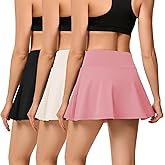 3 Pack Tennis Skirts for Women with Pockets-High Waisted Athletic Golf Skort with Built-in Shorts Workout Casual Wear