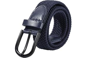 Monopa Boys Elastic Braided Belt - Black Kids Belt Pin Buckle Stretch Baseball Golf Belt for Boys and Girls