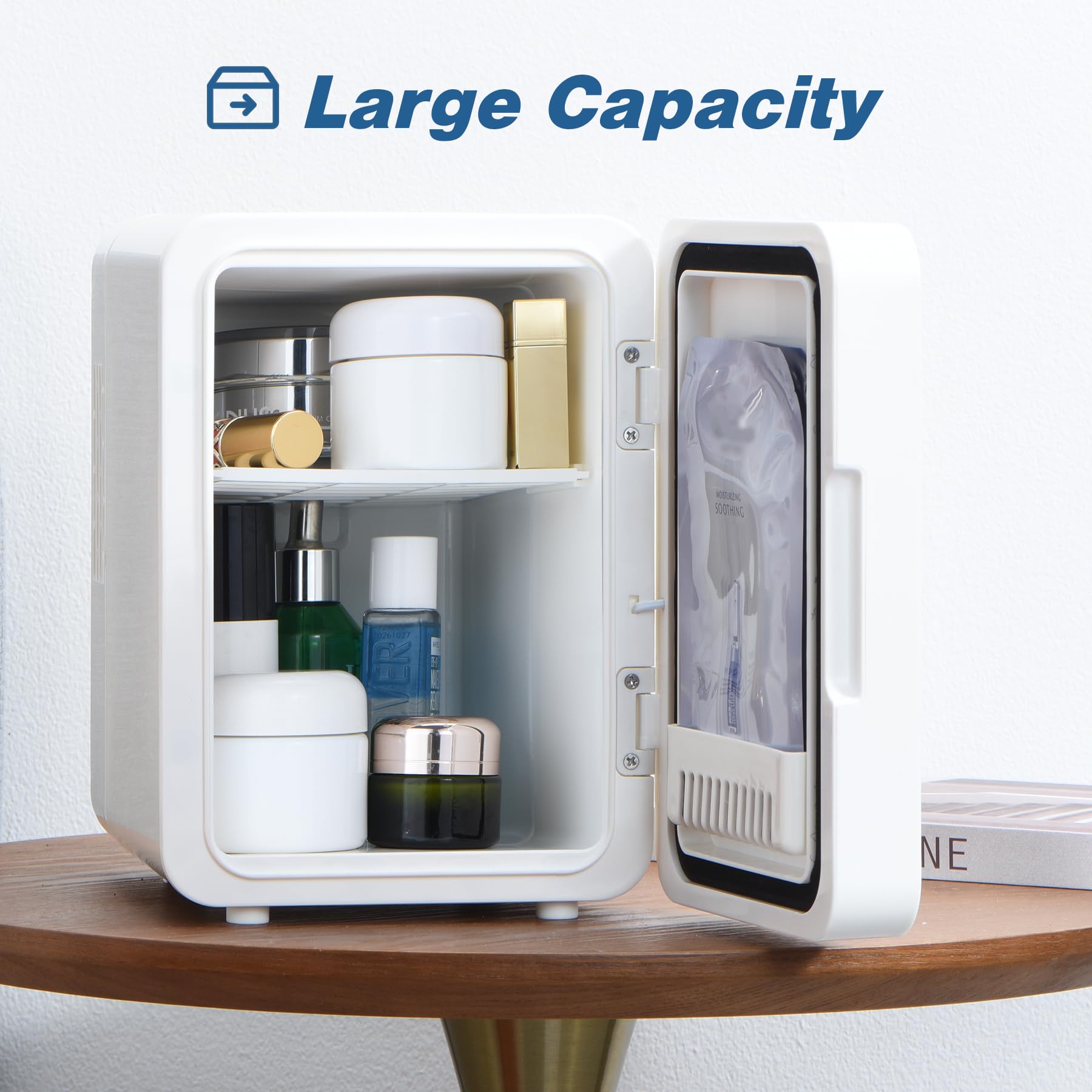 Iceblue Skincare Fridge With Dimmable LED Light Mirror, Mini Beauty Refrigerator, Thermoelectric Cooling Function for Cosmetics and Skincare, AC & DC, 4L- White - Image 7