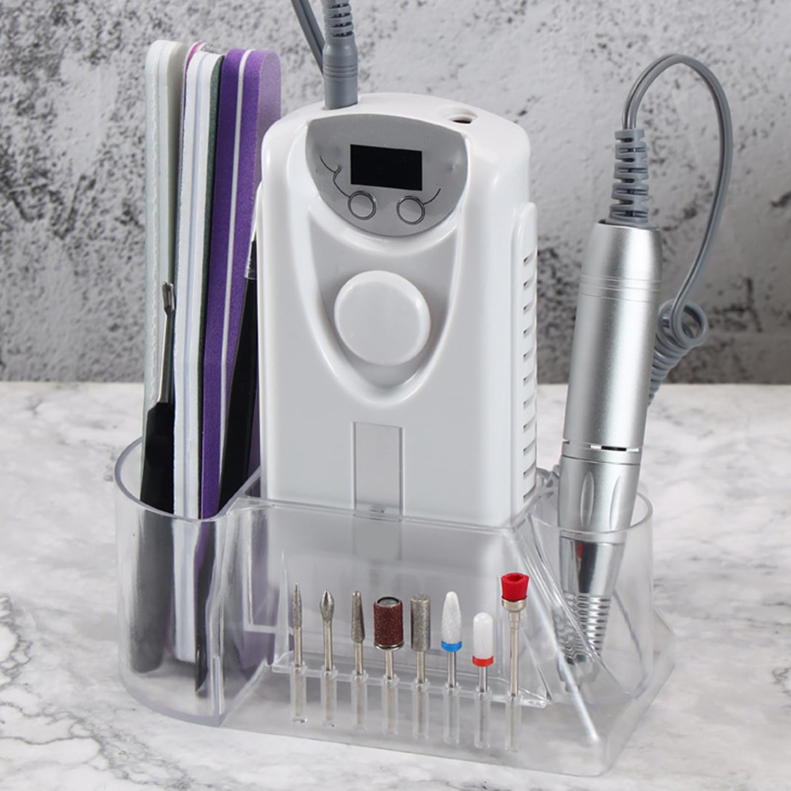 Nail Drill Bit Holder Box, Transparent Capacity Storage Organizer for Nail Drills, Bits and Drill Heads, Space-Saving Design