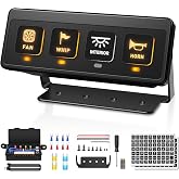 SnowyFox Wireless 4 Gang Switch Panel, Multifunctional 12V Switch Panel | Waterproof 60A Universal Relay Switch Box with 2 Light Memory Function &amp; 4 Control Modes for Truck Suv Utv Atv Marine RV Car