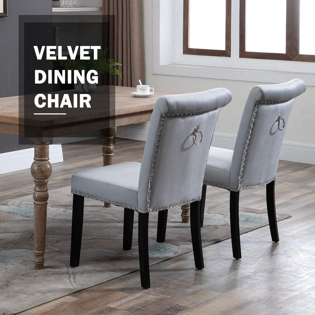 Black Set Of 4 Lepak Modern Dining Room Chairs Velvet Fabric Upholstered Comfortable Padded Chairs Wood Black Legs Chairs High Back Dining Room Furniture Home Kitchen Clinicadelpieaitanalopez Com