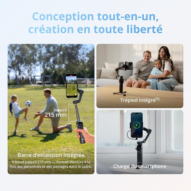 Bundle Standard DJI Osmo Mobile 8, nacelle stabilisatrice pour Smartphone