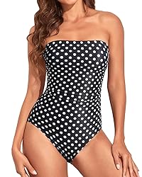 Holipick Women Black Dot Strapless Bandeau One