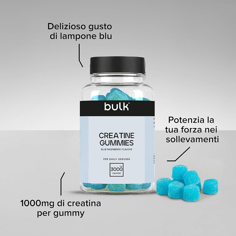 Creatine Gummies | 60 Blue Raspberry Flavour Gummies | 3g Creatine Monohydrate per Serving | Convenient & Easy to Take Daily Supplement
