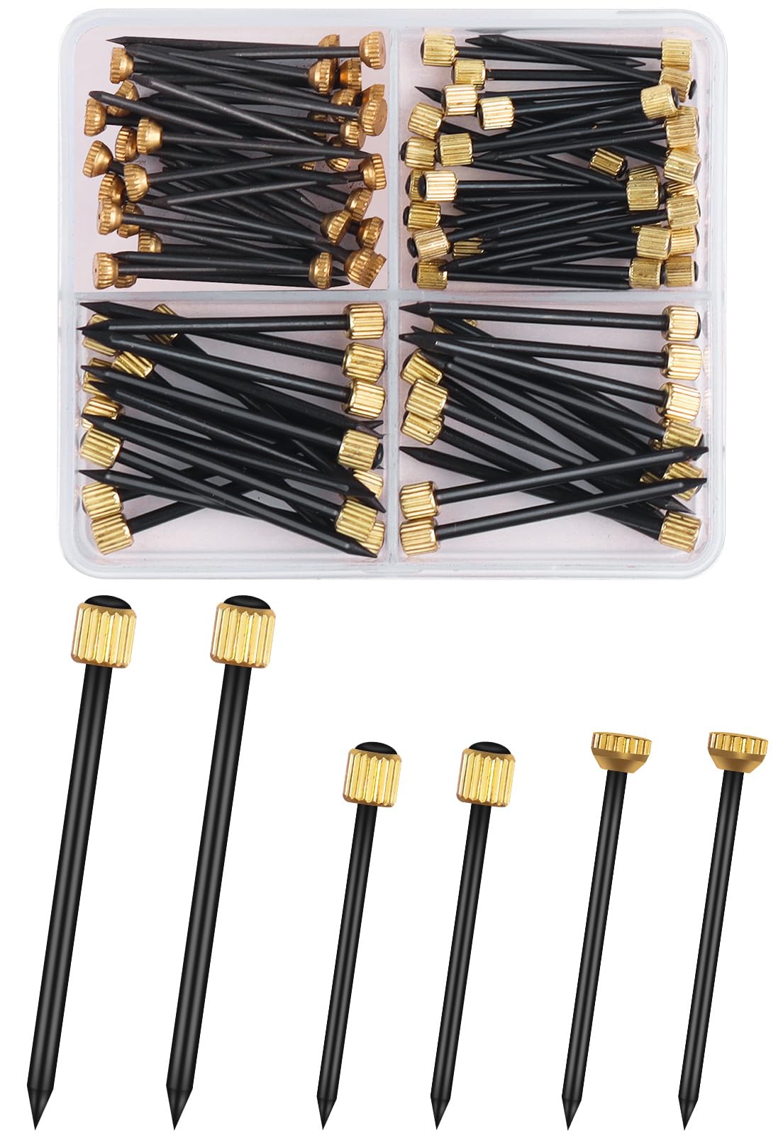 Caianwin 90pcs Nails for Hanging Pictures 3 Sizes, Hanging Nails with Storage Box for Walls, Kitchen, Living Room, Bedroom, Bathroom