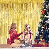 OWill Gold Metallic Tinsel Curtains 2 Packs 3ft x 8.3ft Backdrop Set view 6