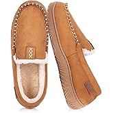 BOVTY House Slippers for Men Moccasins - Memory Foam&Warm Plush Indoor Outdoor Slip-on Loafers
