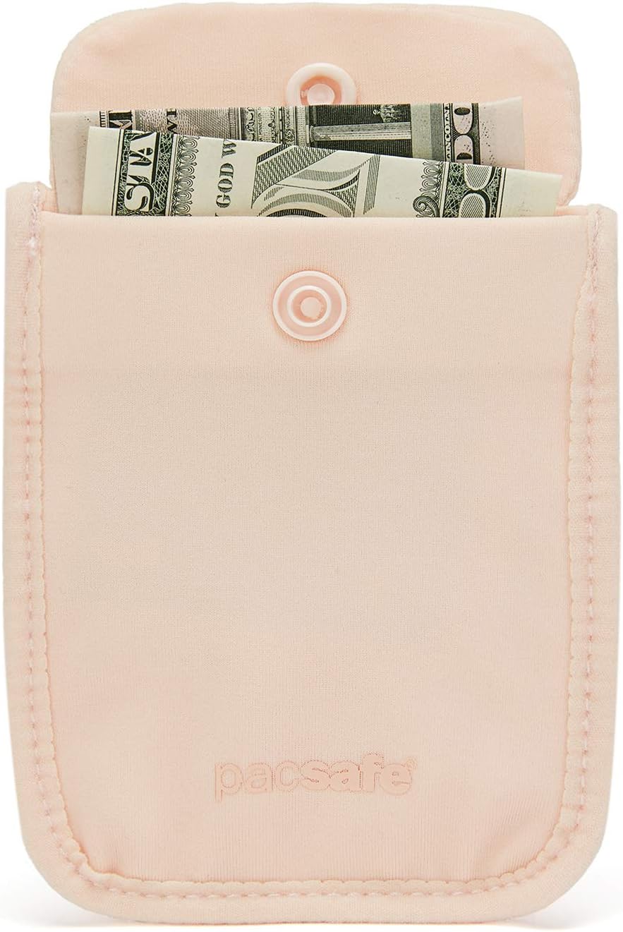  | Pacsafe Coversafe S25 Hidden Undercover Travel Pouch for Women (Washable) -Stash up to 6 Credit Cards Plus Money and Key with Adjustable, Elastic Strap Suitable for All Bra Sizes, Orchid Pink, One | Travel Wallets
