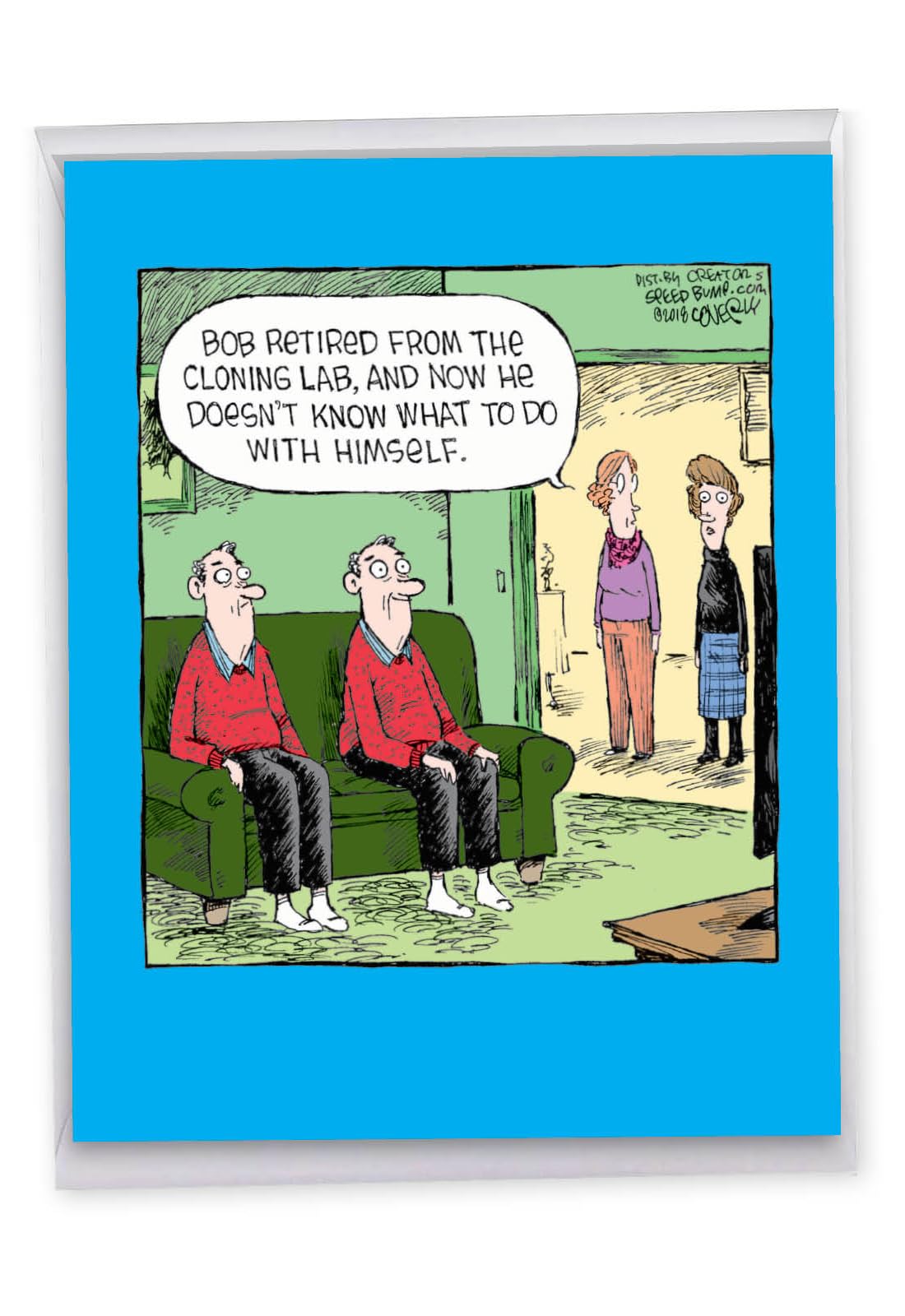 NobleWorks - 1 Jumbo Funny Retirement Greeting Card w/Envelope (Big 8.5 x 11 Inch) - Replicated Self Double Fun Farewell Card for Men, Business Coworker - Cloning Lab J6362RTG-US