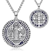 PARYFO 925 Sterling Silver St Michael/St Benedict/Virgin Mary Miraculous Medal Necklace Protection Amulet Pendant Catholic Medallions Jewelry