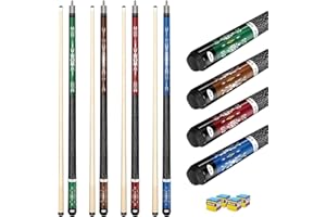 Pennpliy Pool Cue Set of 4pcs, 58inch Pool Cues Stick,Billiard Cues for Adults Billiards with 4 Billiard Chalk, Billiard Cue 