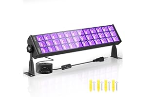 PIZHLO Upgraded 76W 108 LEDs Black Light Bar, IP66 Waterproof Blacklight Flood Light with Switch+Plug+5ft Cord, Light Up 1300ft for Glow Party Body Paint Bedroom Halloween Fluorescent Poster Tapestry